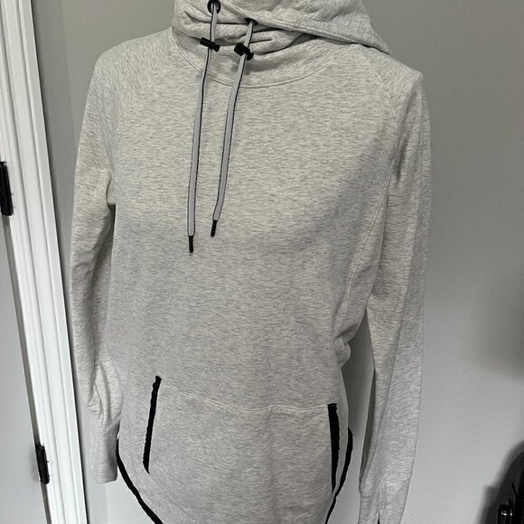 Athleta Sentry Hoodie Light Gray with Black Trim Size M Excellent Condition - Picture 1 of 2